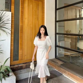 ĐẦM MIDI XÔ VIỀN REN ĐUÔI CÁ