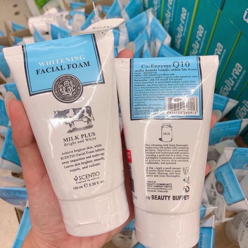 Sữa rửa mặt Beauty Buffet Scentio Milk Plus Whitening Facial Foam Q10 ThaiLan