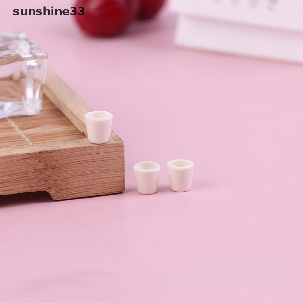 SU 5pcs 1/12 Dollhouse Miniature White Tea Cups Model Kitchen Tableware Decoration n