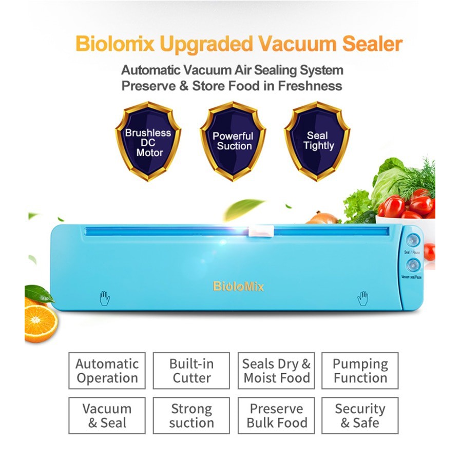 [BioloMix Brand] Combo máy nấu chậm Sous vide BioloMix SV-1900 màu đỏ và máy hút chân không W200 và phụ kiện 5 món