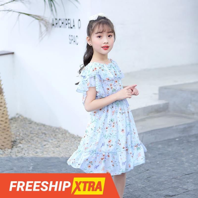 Đầm bé gái xanh hoa nhí MÃ 105