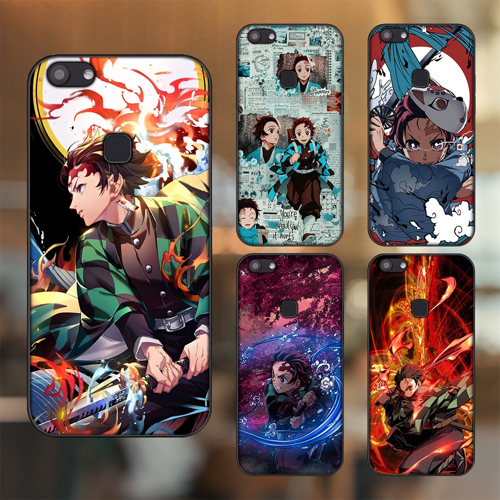 Ốp lưng Vivo V7, V7 Plus viền đen in hình Tanjiro Kimetsu No Yaiba