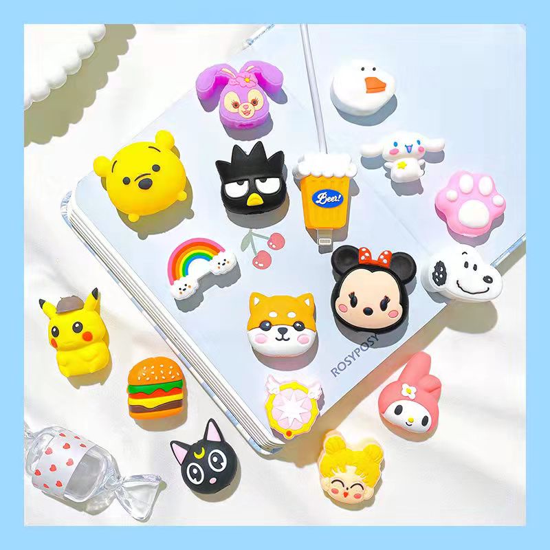 Phụ kiện bảo vệ dây cáp sạc cổng USB kiểu hoạt hình đáng yêu tiện dụng