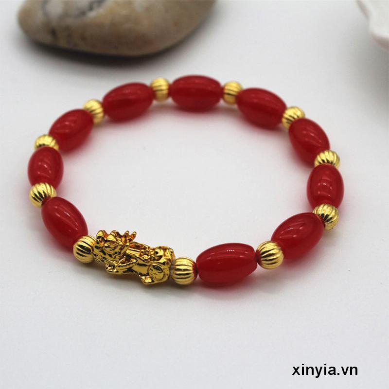 Vòng Tay Hạt Đá Mã Não Hình Oval Cứng Vàng May Mắn Cho Nữ