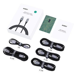 [Freeship toàn quốc từ 50k] Bộ 5 Cáp Sạc Type C Aukey Nylon USB ra USB C 3.0 - CB-CMD2