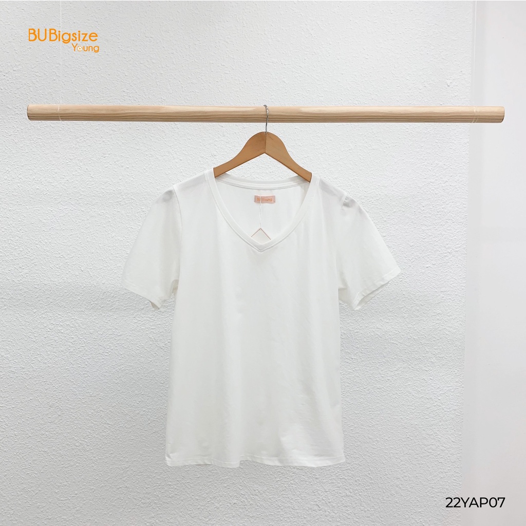 Áo phông trơn cổ tim BIGSIZE (55kg đến 95kg) - 22YAP07 - [BU Bigsize Young]