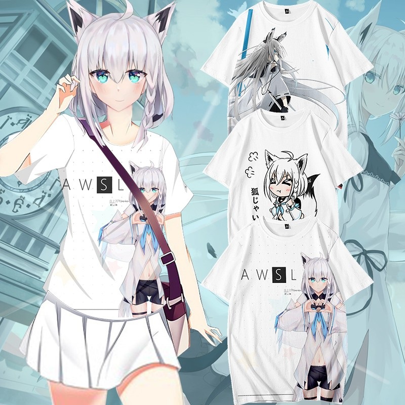 Hololive VTuber FAMS Gamers Shirakami Fubuki T-shirts 3D Printed Short Sleeve Tops
