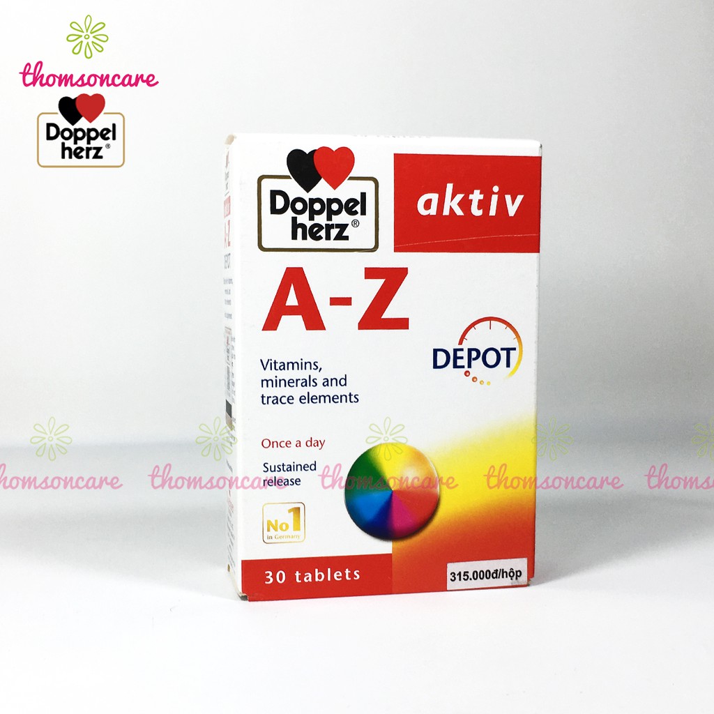 Bổ sung vitamin tổng hợp Aktiv A-Z Depot - nhập khẩu từ Doppelherz Đức, đầy đủ vtm A C D Canxi Magie kẽm | Thế Giới Skin Care