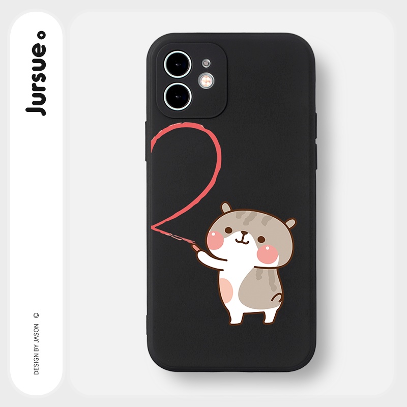 Ốp lưng JURSUE mềm hoạt hình cặp đôi dễ thương đẹp cho iPhone 13 12 11 Pro Max SE 2020 X XR XS ip 8 7 6 6S Plus kute Y15