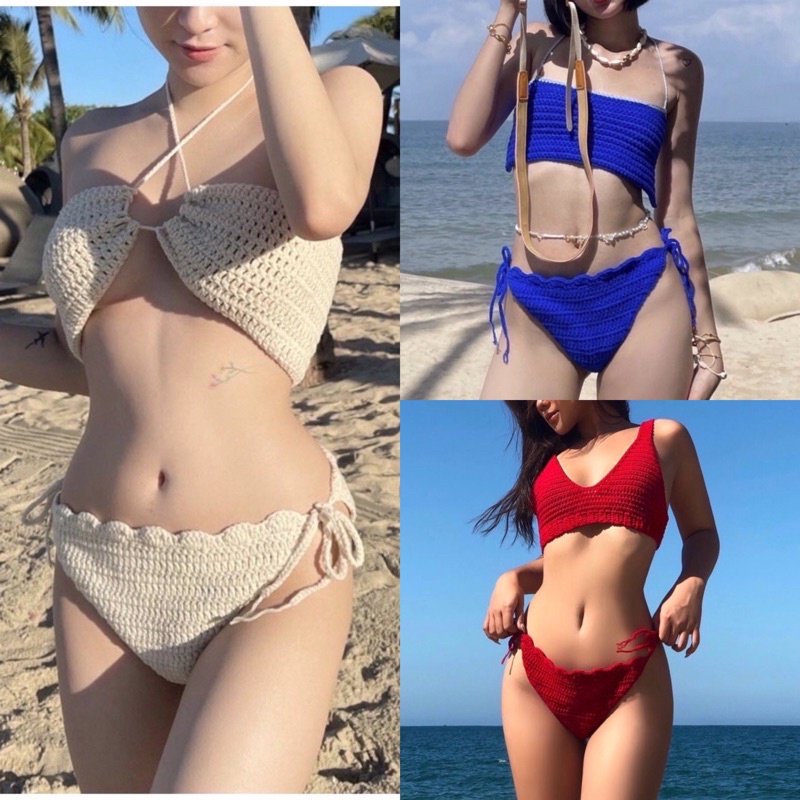 Set bikini đi biển len móc sexy hadnmade nhiều kiểu