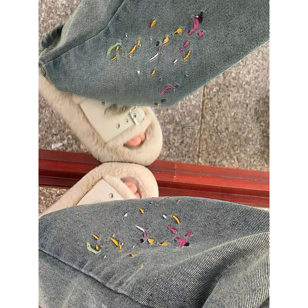 𝐋𝐘𝐂𝐇𝐄𝐍-Quần jeans hoạ tiết thêu