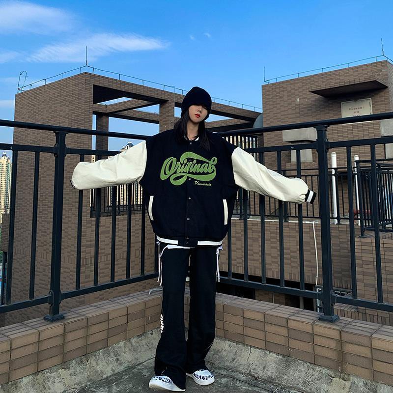 Áo Khoác Bóng Chày Dáng Rộng Phong Cách Hàn Quốc Thời Trang Cho Nam Nữ