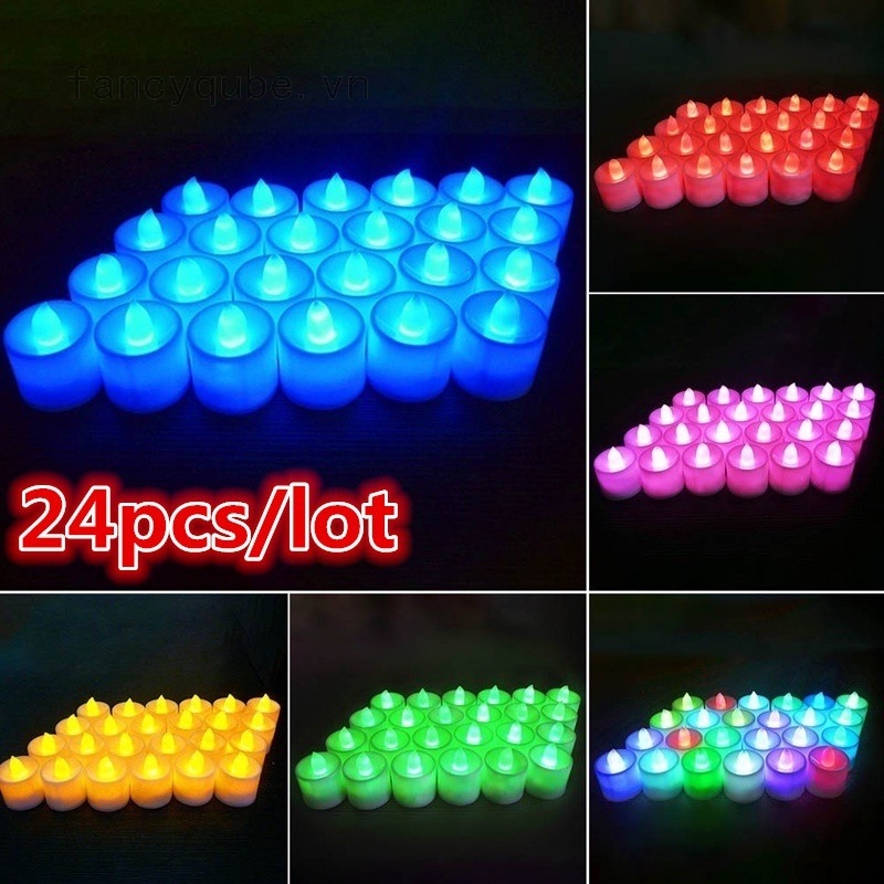 Set 24 nến điện tử màu trắng chạy bằng pin có đèn LED dùng trong trang trí tiệc cưới tiệc Giáng Sinh