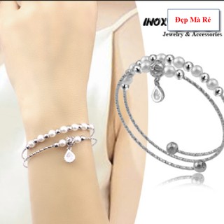 Vòng tay đẹp cho nữ mặt giọt nước -Tự điều chỉnh được theo cổ tay - Cam kết 1 đổi 1 nếu đen và gỉ sét