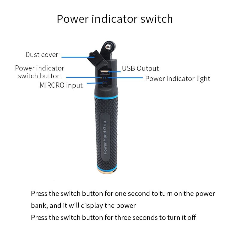 [SPM]Practical Grip DC5V Black Set Kit Handheld Charger Bank 5200mAH Selfie stick