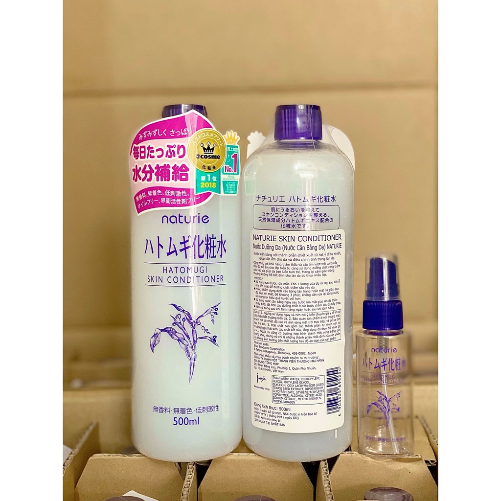 Nước Hoa Hồng hạt ý Dĩ Dưỡng Ẩm Naturie Skin Conditioner 500ml mẫu mới