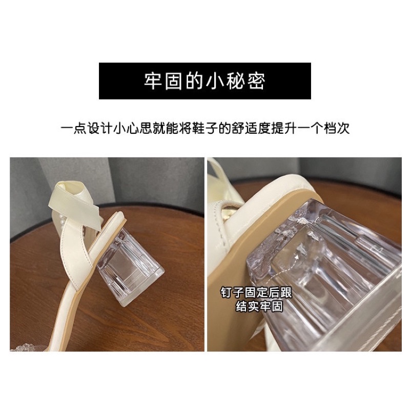 Giày cao gót pha lê ngọc trai nhân tạo Pháp A-555