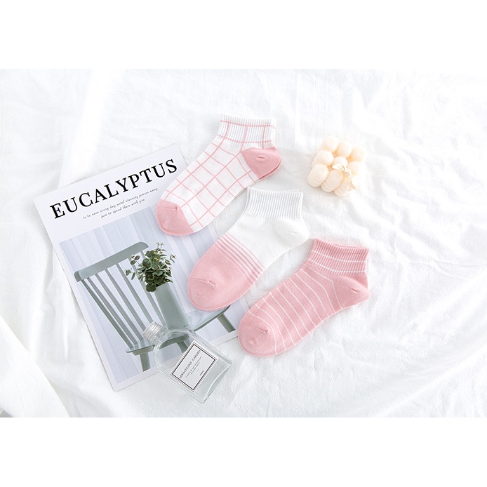 Tất nữ cổ ngắn phong cách hàn quốc màu hồng chất liệt cotton cao cấp vớ giá rẻ ngắn cổ cho nữ TN11