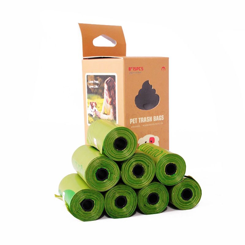8Rolls Pet Dog Poop Bags Eco Friendly Biodegradable Cat Travel Waste Bag
