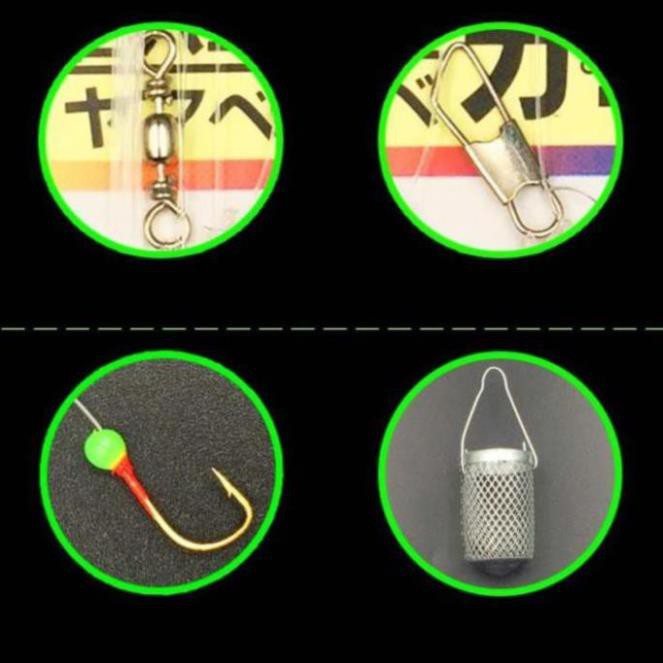 FREESHIP  Bộ Thẻo 7 lưỡi câu cá mương hồ siêu nhạy có rọ sắt LC-12