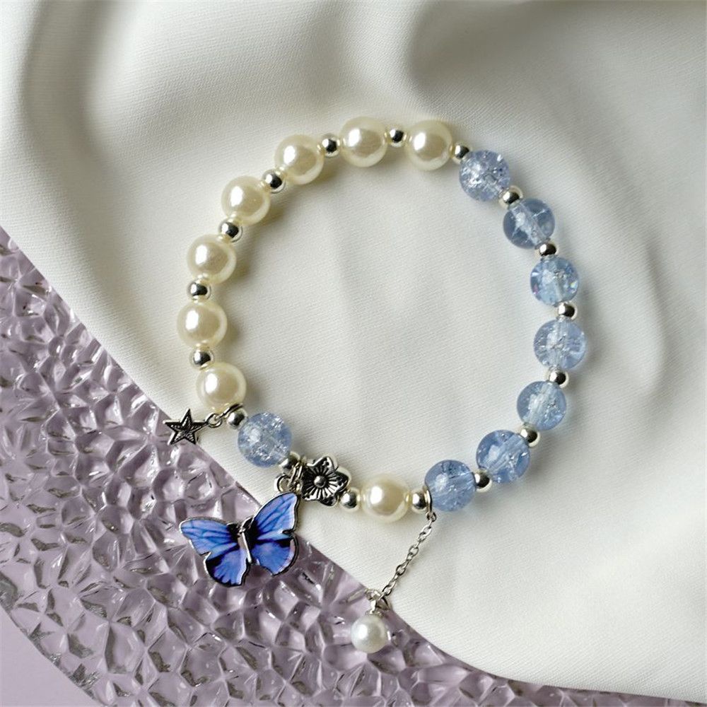 Vòng tay đính hạt mặt hình bướm có thể điều chỉnh cho cặp đôi/ bạn thân