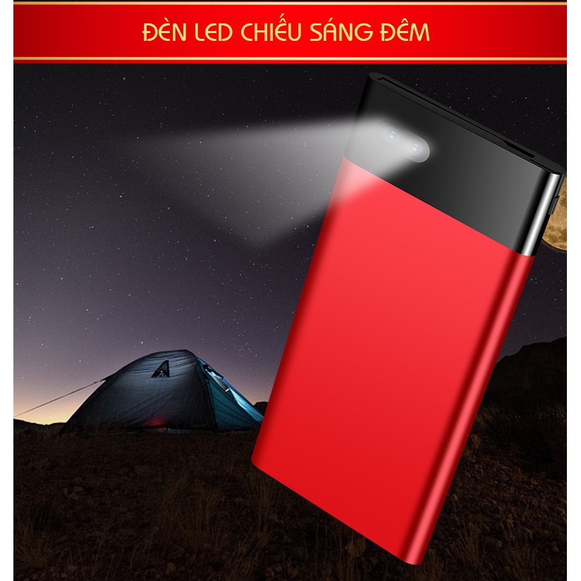 [TẶNG CÁP 3 CHÂN + QUẠT MINI] Sạc dự phòng siêu mỏng kim loại nguyên khối S600 - CHUẨN QI 10000mAh.