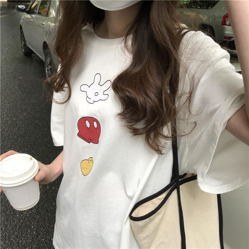 Áo Thun Nữ Tay Ngắn Dáng Rộng Chất Liệu 100% Cotton