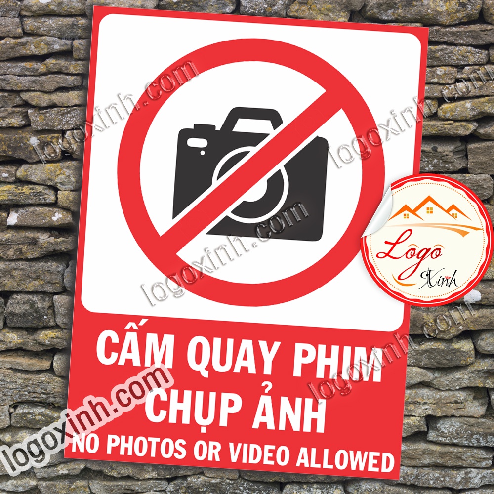 LOGO TEM STICKER CẢNH BÁO ĐỊA ĐIỂM CẤM QUAY PHIM CHỤP ẢNH , NO PHOTO AND VIDEOS