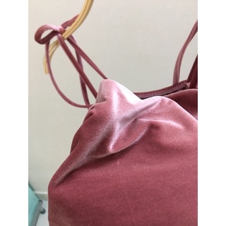 Đầm 2 dây nhung, cột nơ, đầm tiểu thư