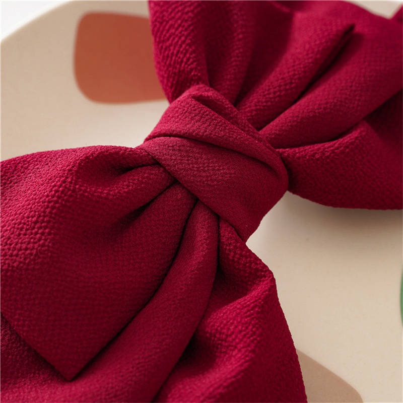 Kẹp Tóc Hình Nơ Bằng Vải Ba Lớp Màu Trơn Phong Cách Hàn Quốc Mới Dành Cho Nữ