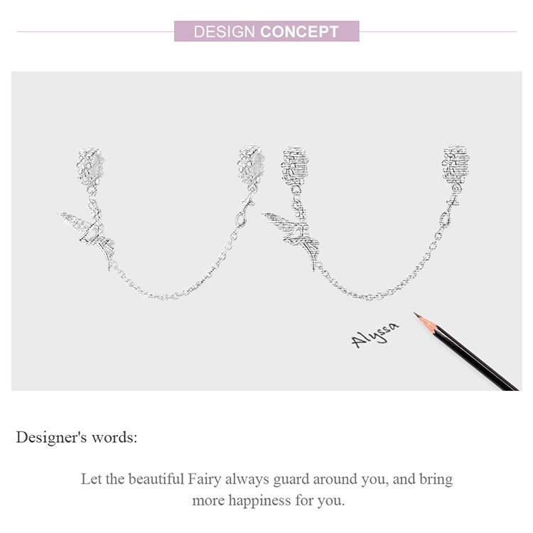 Hạt phụ kiện Bamoer bạc 925 hình tiên nữ dễ thương độc đáo