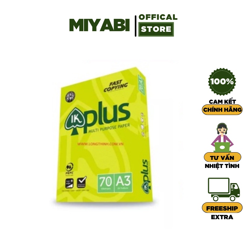 Giấy in a3 IK PLUS định lượng 70gsm giá sỉ - Giấy in văn phòng phẩm cao cấp - MIYABI STORE