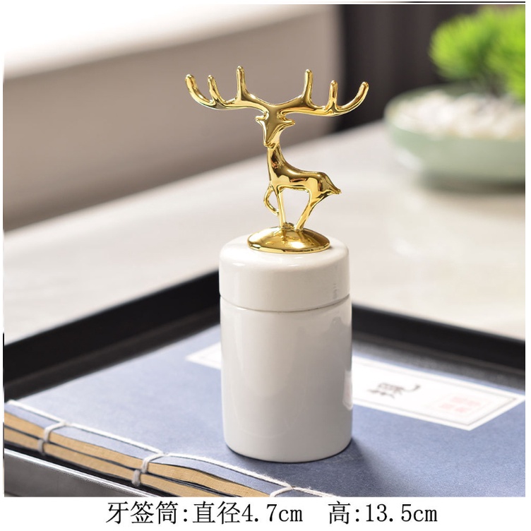 Hộp đựng tâm xỉa răng phong cách BẮC ÂU sang trọng bằng gốm sứ, hũ đựng bông tâm