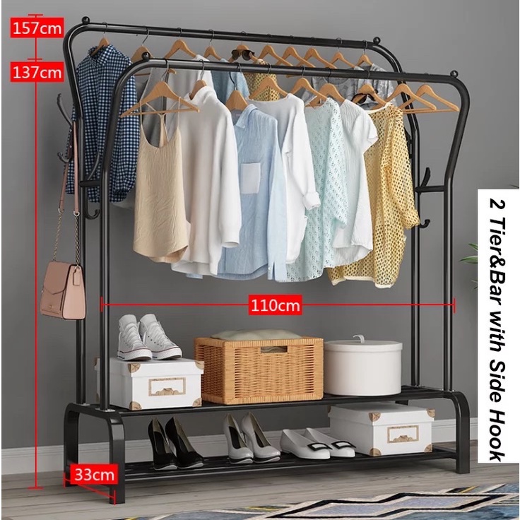 Giá Kệ Treo Quần Áo Thiết Kế Mới, Kệ Treo Quần Áo Kết Hợp Giá Giày Dép Phong Cách Hiện Đại