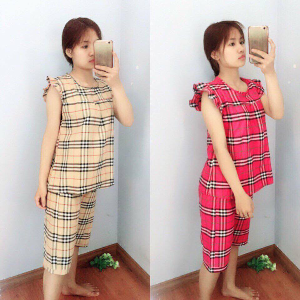 [ xả kho ] HS Bộ mặc nhà kẻ tay bèo