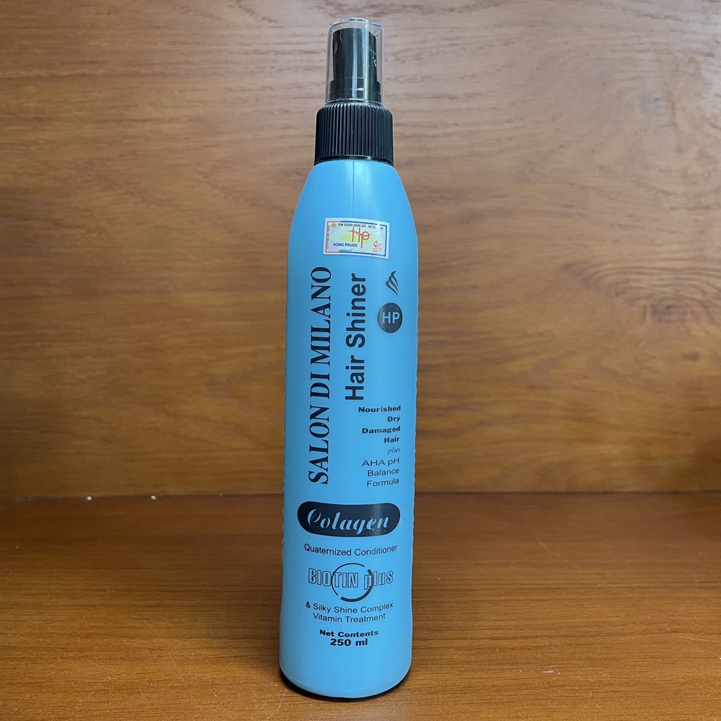Xịt dưỡng ngăn rụng tóc Salon Di Milano Collagen Hair Shiner 250ml ( chai xanh )