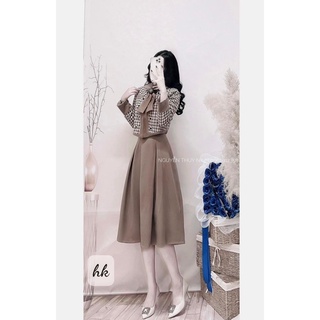 Set dạ kèm nơ 2 màu hàng đẹp