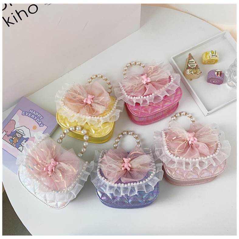 Túi xách mini ELSA, Bạch Tuyết, Túi xách quai ngọc đeo chéo cho bé