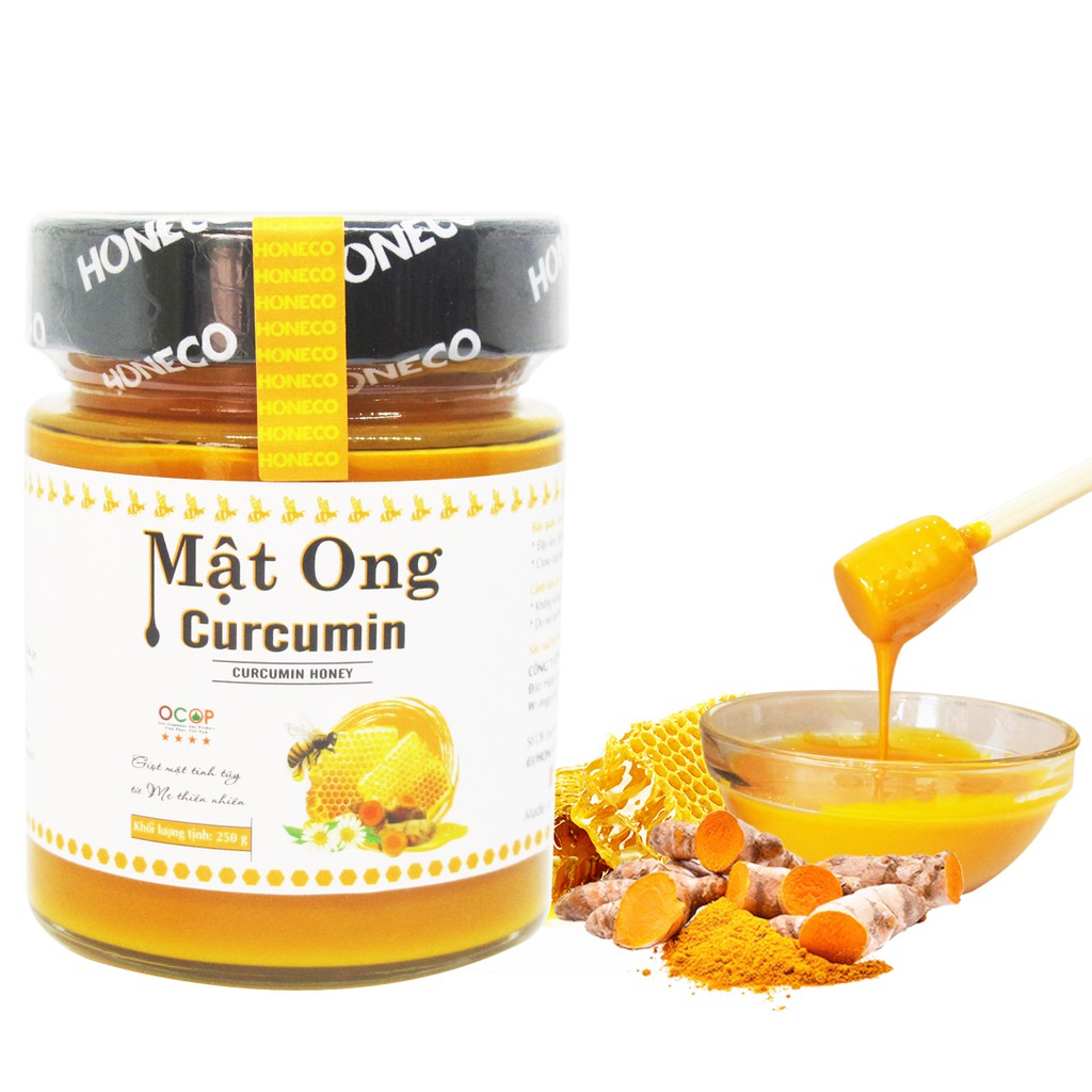 Mật ong nghệ Curcumin Honeco 250g- Có tính đồng nhất cao, vô cùng thơm ngon bổ dưỡng, tốt cho người bị đau dạ dày.
