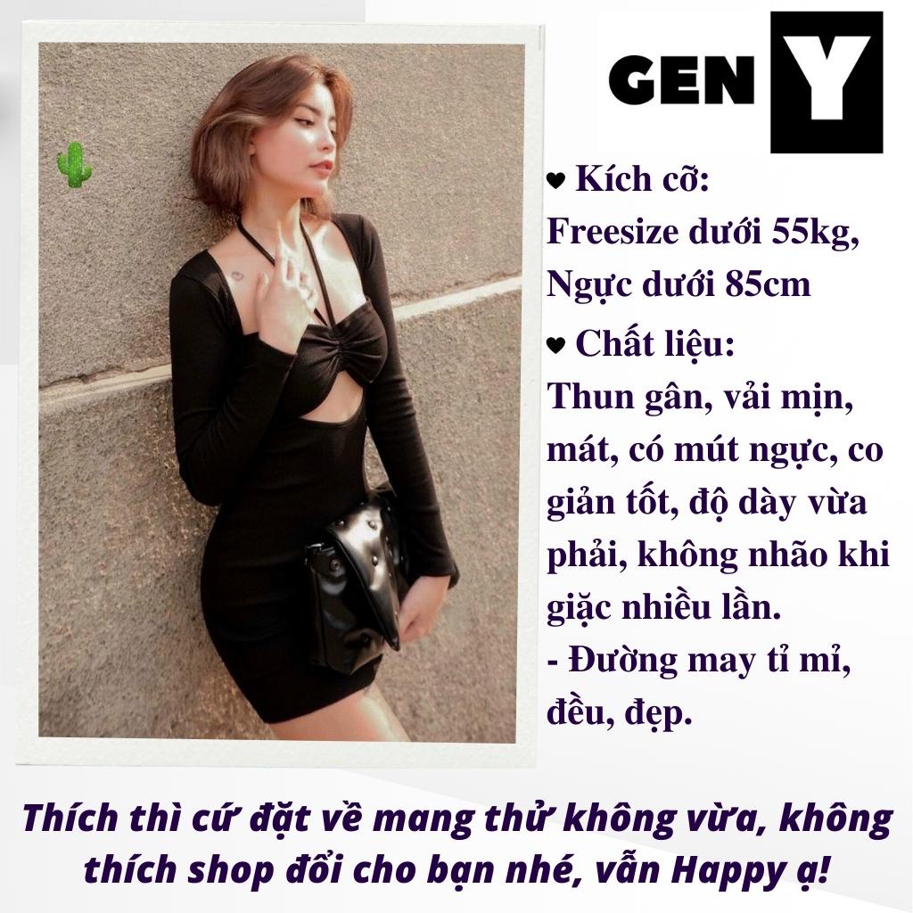 [QUÀ TẶNG 1 VIÊN KẸO BẠC HÀ] Đầm body sexy 2 dây hở ngực có mút GenY, Váy ôm body nữ màu đen cực xinh | WebRaoVat - webraovat.net.vn