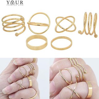 Bộ 6 nhẫn mạ vàng thời trang cá tính cho nữ