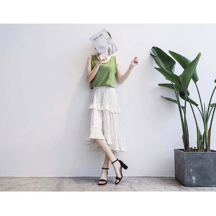 Sandal cao gót 7p nữ da lộn hở đầu đế vuông đẹp GURI BG10