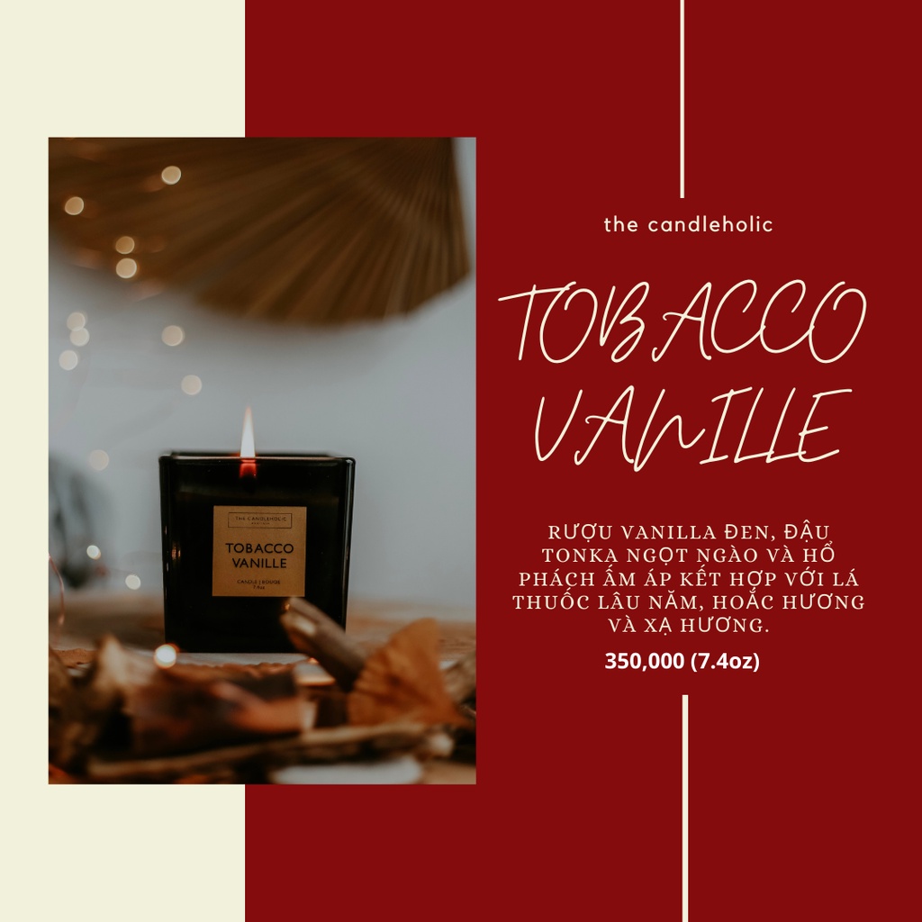 Nến thơm The Candleholic Tobacco Vanille 7.4oz hương gỗ hoắc hương cao cấp
