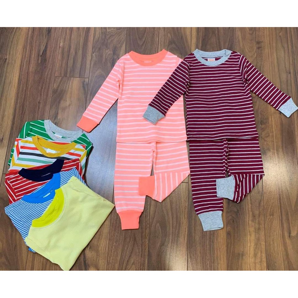 Bộ Borip Gymboree thun Cotton mềm mịn Cổ tròn Kẻ ngang Dài tay cho bé trai bé gái Hàng loại 1 xuất Hàn