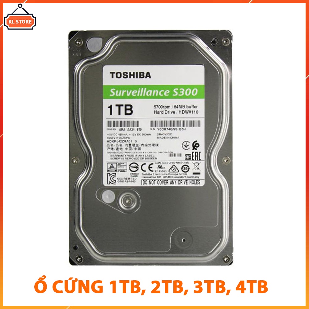 Ổ cứng Camera chuyên dụng TOSHIBA AV 1TB, 2TB, 3TB, 4TB, 6TB Chính hãng BH 36 Tháng