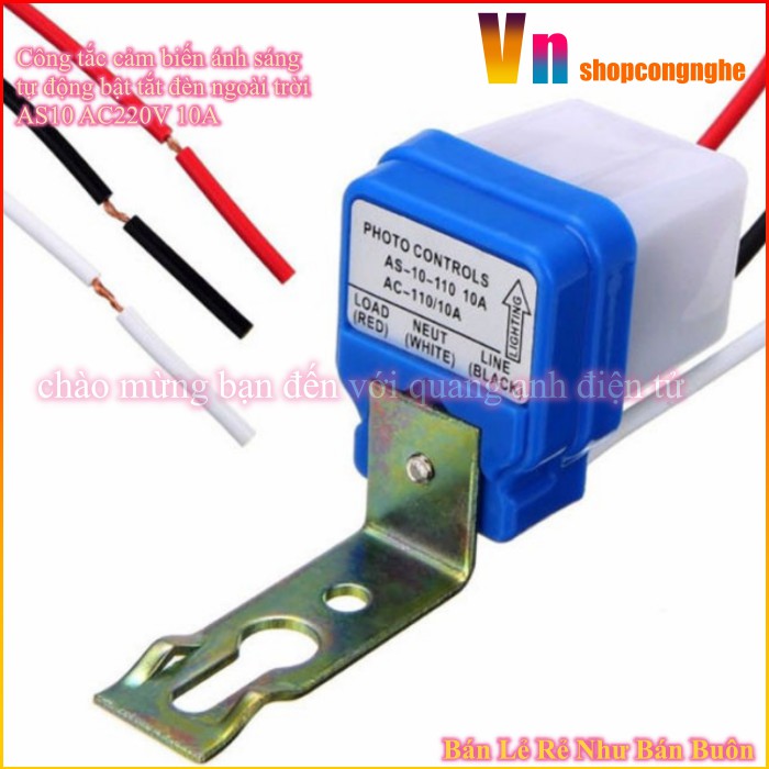 Công tắc cảm biến ánh sáng tự động bật tắt đèn ngoài trời AS10 AC220V 10A