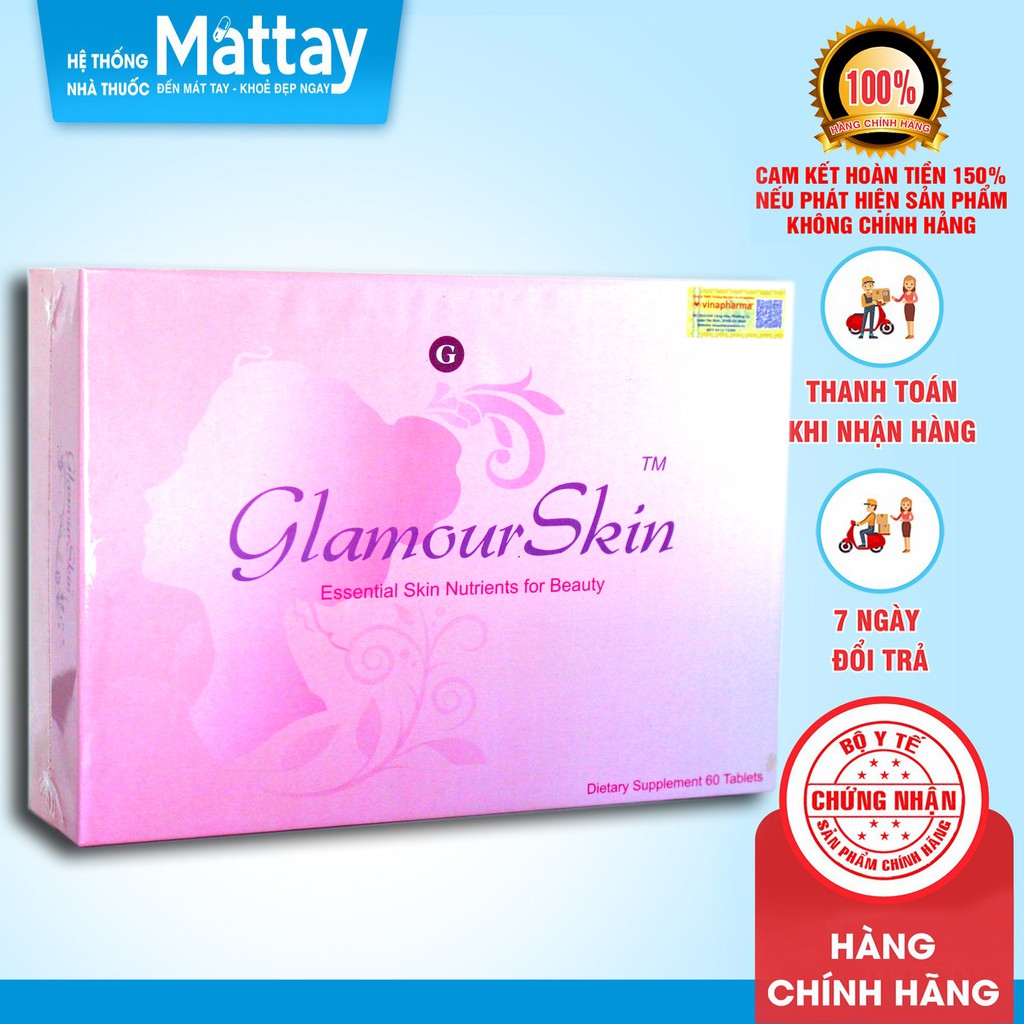 Glamour Skin - Hộp 60 viên - Viên uống hỗ trợ đẹp da, tóc, móng