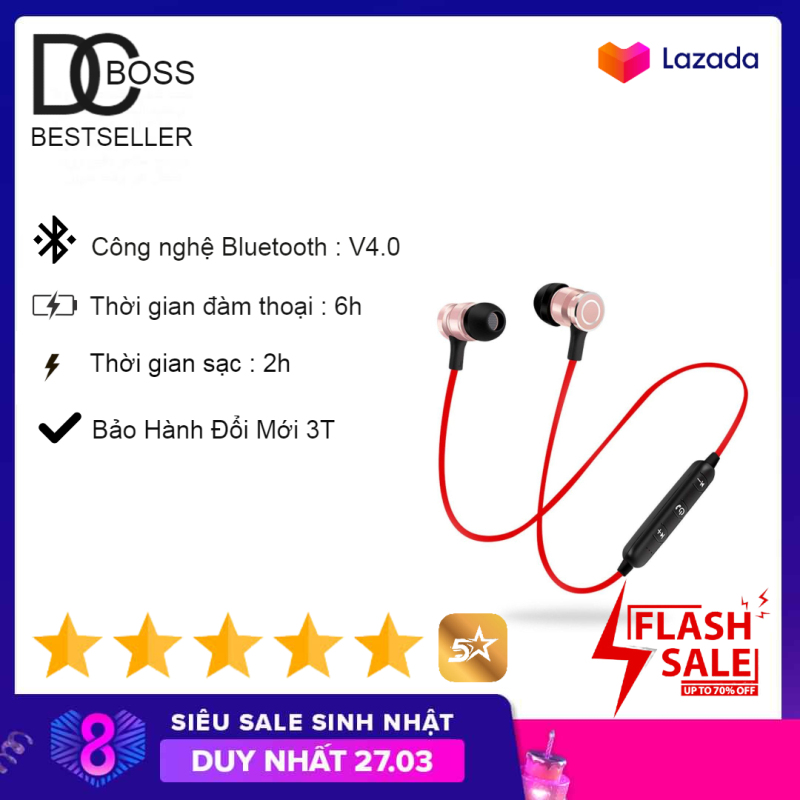 Tai nghe bluetooth thể thao S8 chống ồn hai đầu nam châm âm thanh siêu trầm thích hợp cho mọi dòng máy hỗ trợ bluetooth