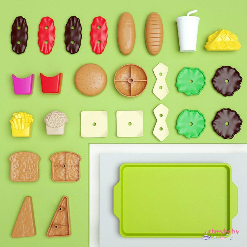 【OMB】 Children's Play House Toys Detachable Simulation Hamburger Bread French Set