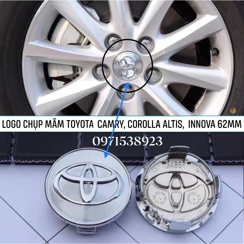 Ốp lazang chụp mâm 62mm Cho Toyota Camry Yaris Corolla altis vios innova  hàng oem loại xịn đẹp.